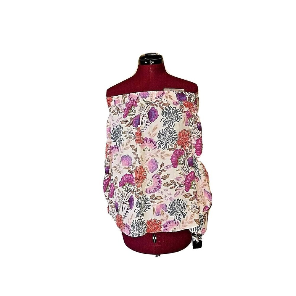 INC International Concepts Women’s Top Petite Medium Multicolor Floral Print Blo